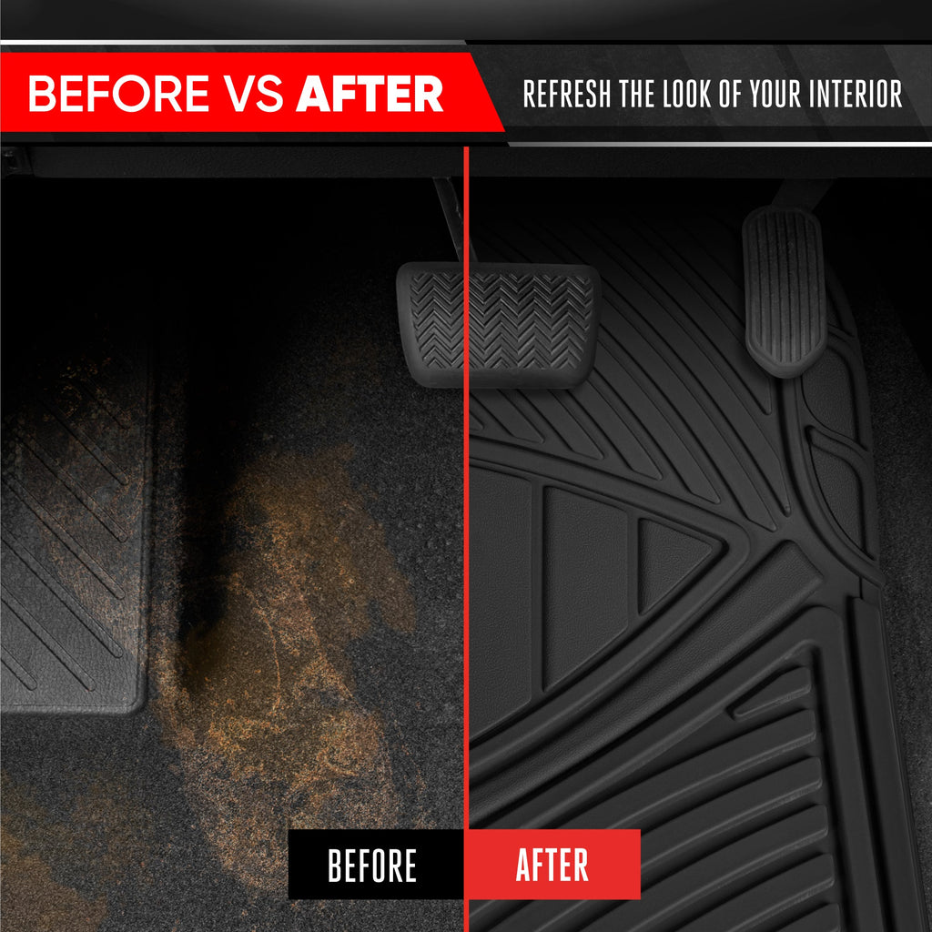 MotorTrend 4-Piece 3-Rows Extra-High Ridgeline Front Floor Mats, Middle Floor Mat, and Rear Floor Mat