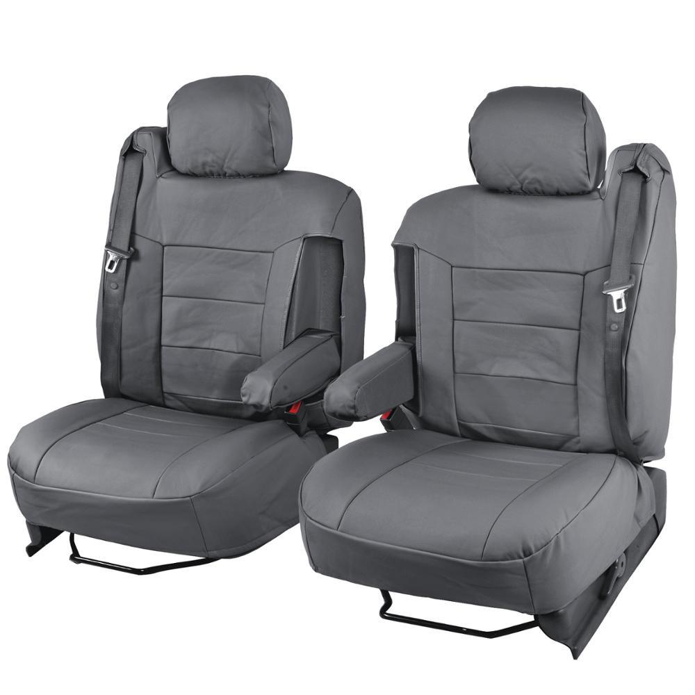 BDK 2-Pack Premium Faux Leather Front Seat Covers with Integrated Seatbelt and Armrest Covers
