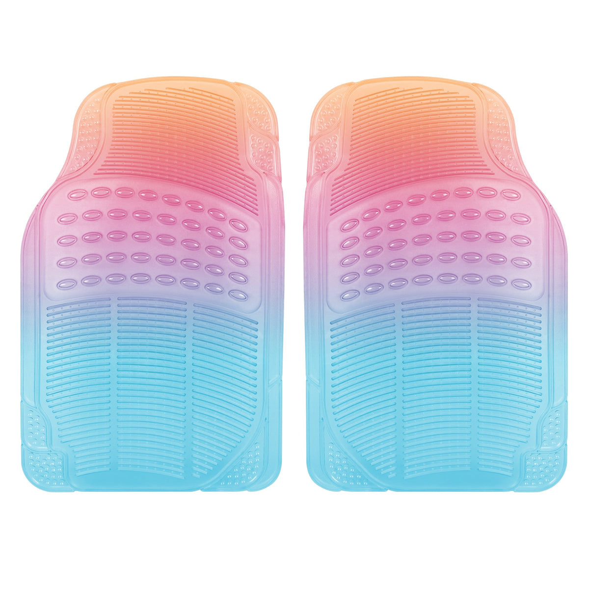 Carbella 2-Piece Automotive Floor Mats - All Weather, Trim to Fit - Rainbow Sunset - Rainbow Sunset