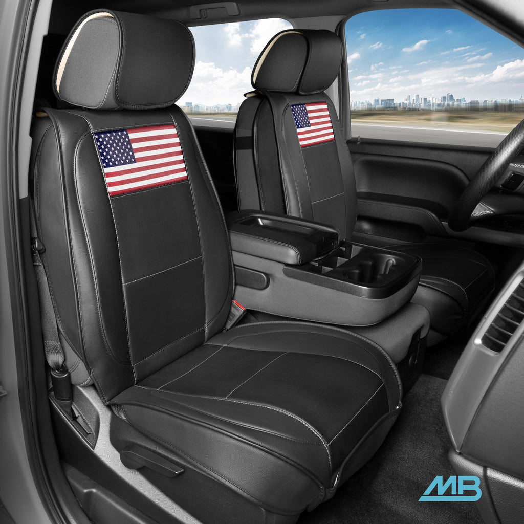 MotorBox American Flag Seat Covers for Trucks, Cars, & SUV - Napa Leather US Car Seat Covers American Flag Truck Accessories - Car Seat Cover Patriotic American Flag Car Accessories Car Seat Protector