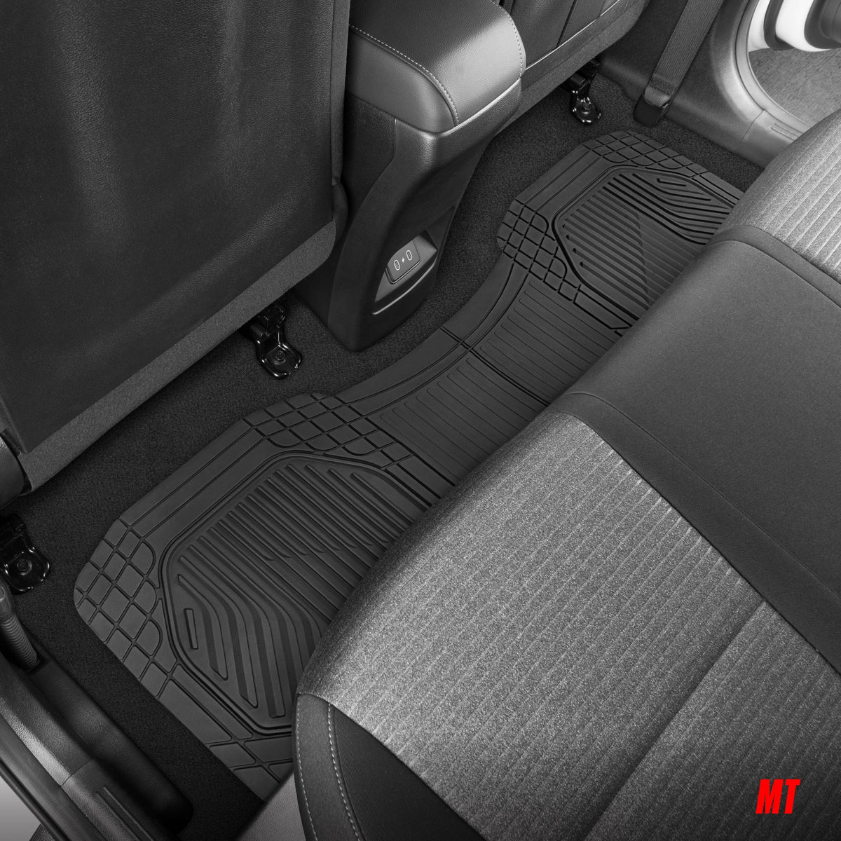 Motor Trend MetallicGuard Car Floor Mats Full Set - Durable Rubber Floor Mats with Silver Metallic Heel Pad, All-Weather Interior Protection for Front and Rear with Non-Slip Backing --Alias 638721182349977102