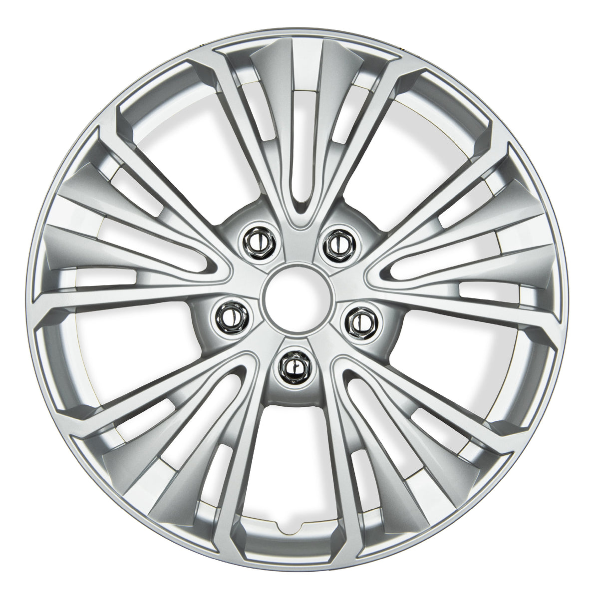 BDK 16 Inch Hubcaps Set of 4 – OEM Replacement Snap-On Wheel Rim Covers - Universal Fit Car Wheel Cover for Cars, Trucks, SUV, Vans Durable ABS 5-Spoke Silver Hub-Cap Car Accessories Exterior