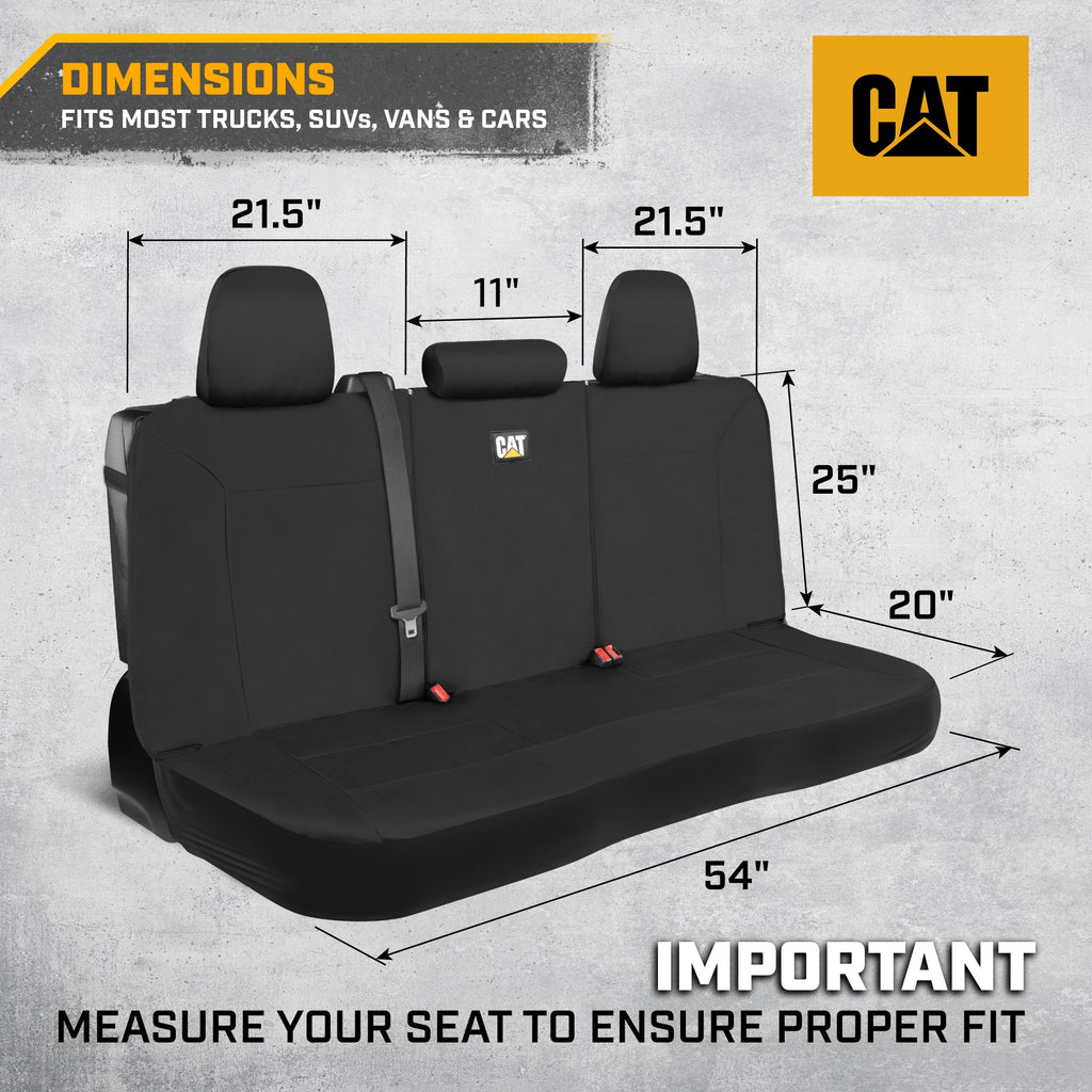 CAT Black Rear Seat Cover for Trucks, Cars & SUVs – Heavy-Duty Oxford Canvas – 60/40 Split Bench Protector – Durable Back Seat Cover for Work Trucks, Pets, Travel – Car & Truck Interior Accessory
