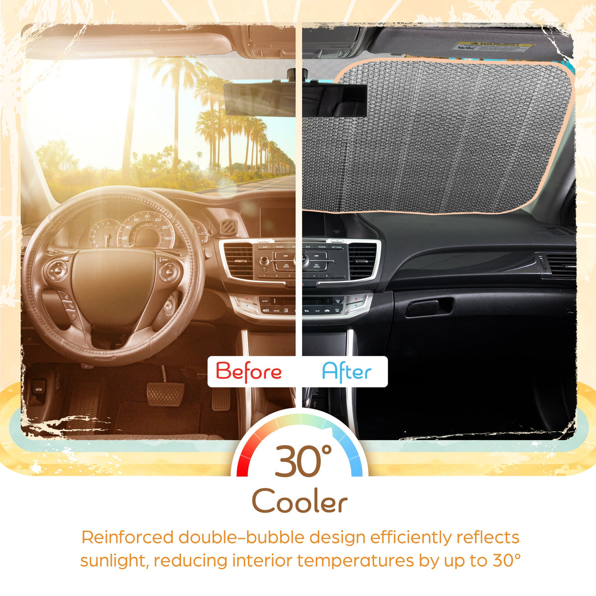 C&C Sage Floral Car Windshield Sun Shade - Sun Visor SunShade for Car Windshield - Window Shades for Cars, SUV & Truck - Dash Cover UV Protection for Front Window Shade Accessories - 57" x 27"