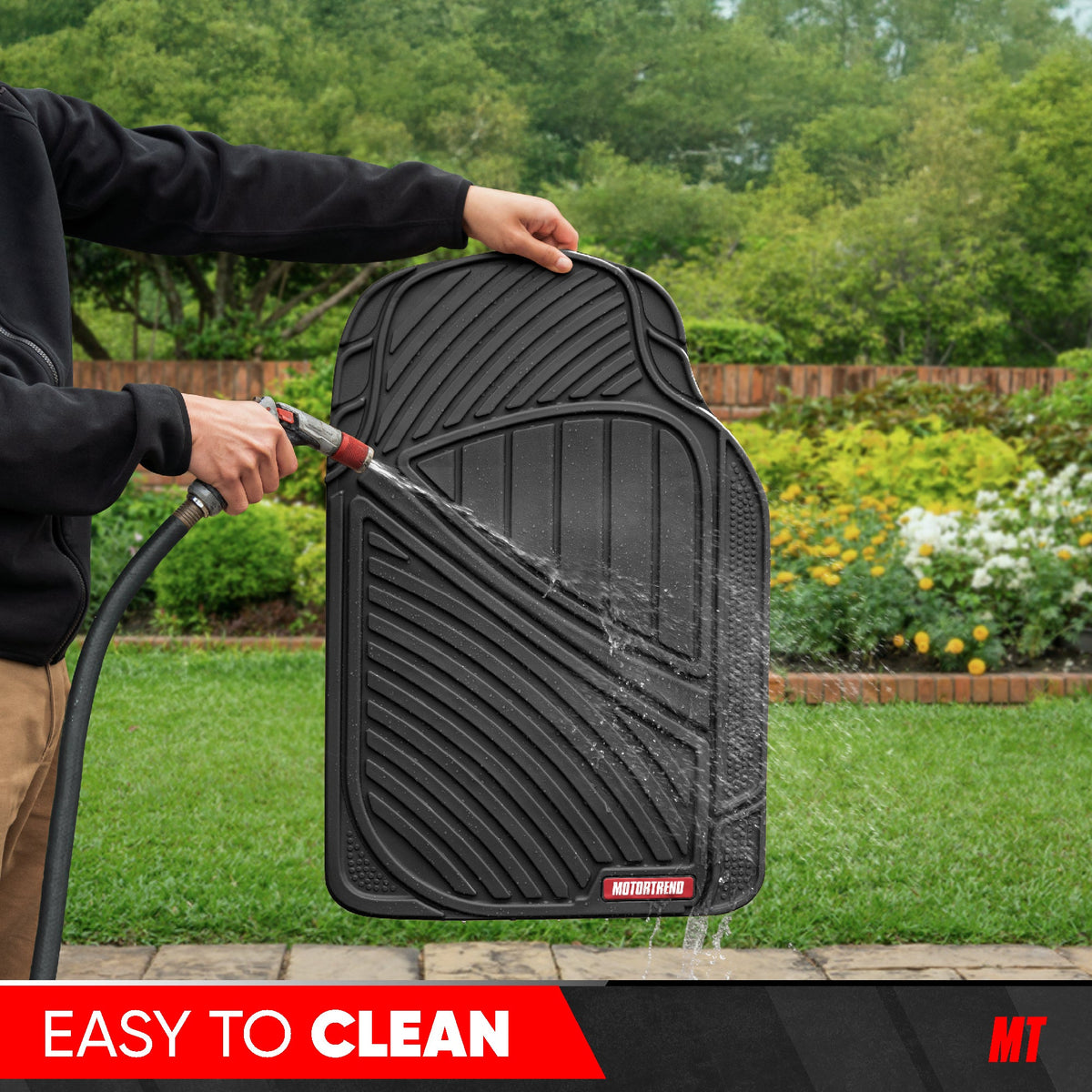MotorTrend 4-Piece FlexTough Performance Deep Channel Front Floor Mats, Rear Floor Mat, and Trunk/Cargo Mat - Heavy Duty, All Weather, Trim to Fit