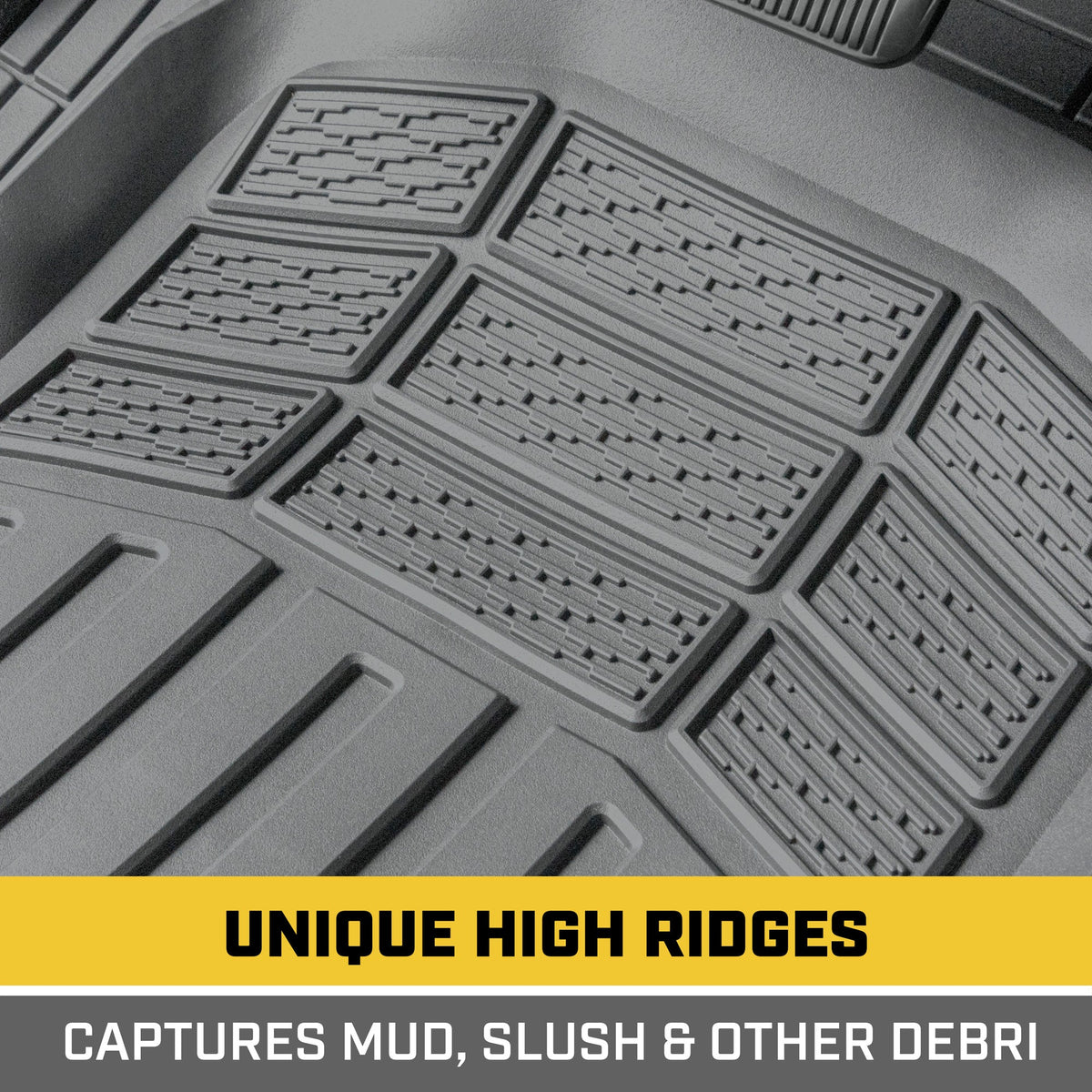 CAT 3-Piece Deep Dish Front Floor Mats and Rear Floor Mats - Heavy Duty, All Weather, Trim to Fit