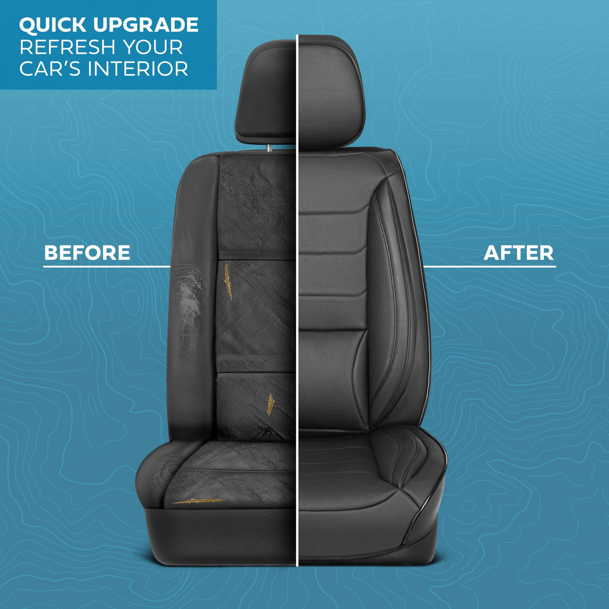 MotorBox Elite Edition Faux Leather Seat Covers for Cars, Trucks, & SUV - 2 Black Car Seat Covers for Front Seats - Universal Fit Car Accessories Automotive Interior Cover Protector for Most Vehicles