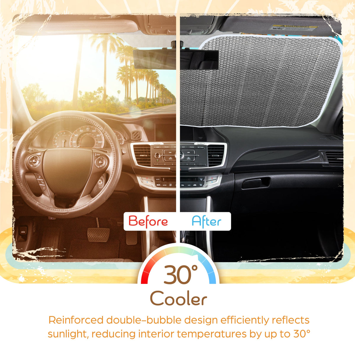 C&C Blue Daisy Car Windshield Sun Shade - Sun Visor SunShade for Car Windshield - Window Shades for Cars, SUV & Truck - Dash Cover UV Protection for Front Window Shade Accessories - 57" x 27"