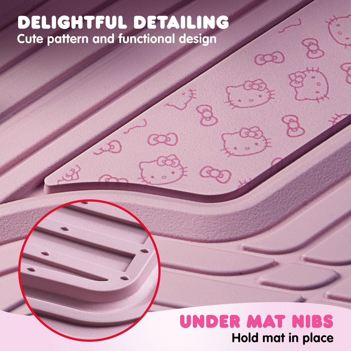 Hello Kitty Car Mats 4pc Floor Mats for Cars Trucks SUVs Pink Car Floor Mats for Women Men Accessories Rubber Heavy Duty Cute Non-Slip Always Front Rear Hello Kitty Car Accessories Pink/Pink