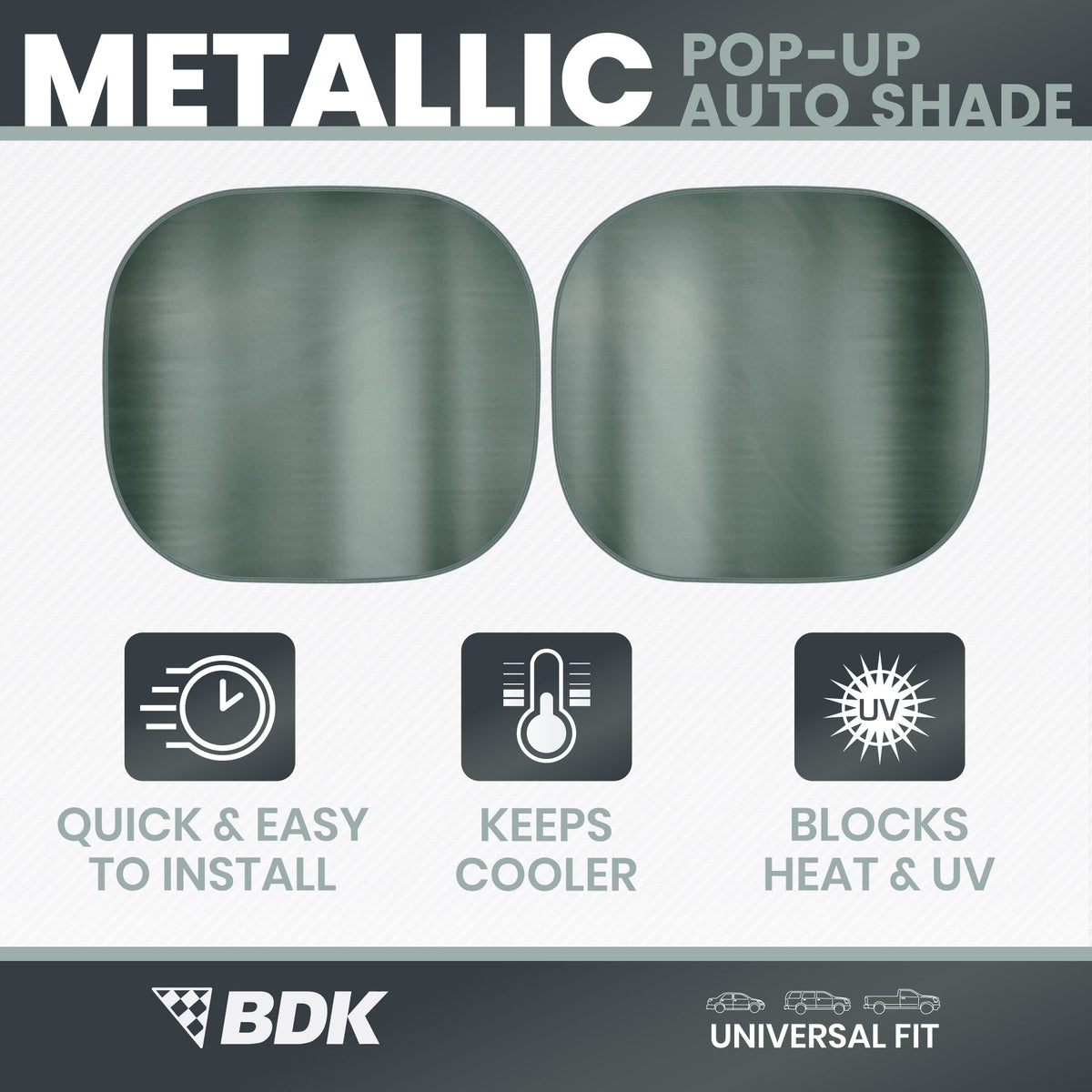 Carbella 2-Piece Metallic Front Windshield Sunshade (31.75" x 28.75")