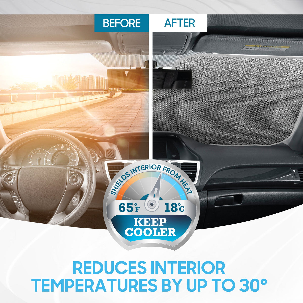 BDK Golden Palm Beach Front Windshield Sunshade (58" x 27")