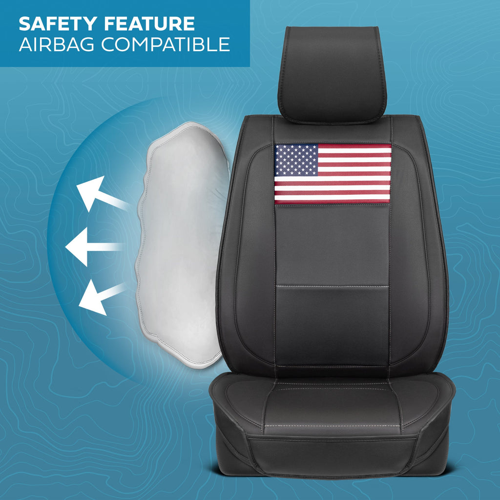 MotorBox American Flag Seat Covers for Trucks, Cars, & SUV - Napa Leather US Car Seat Covers American Flag Truck Accessories - Car Seat Cover Patriotic American Flag Car Accessories Car Seat Protector