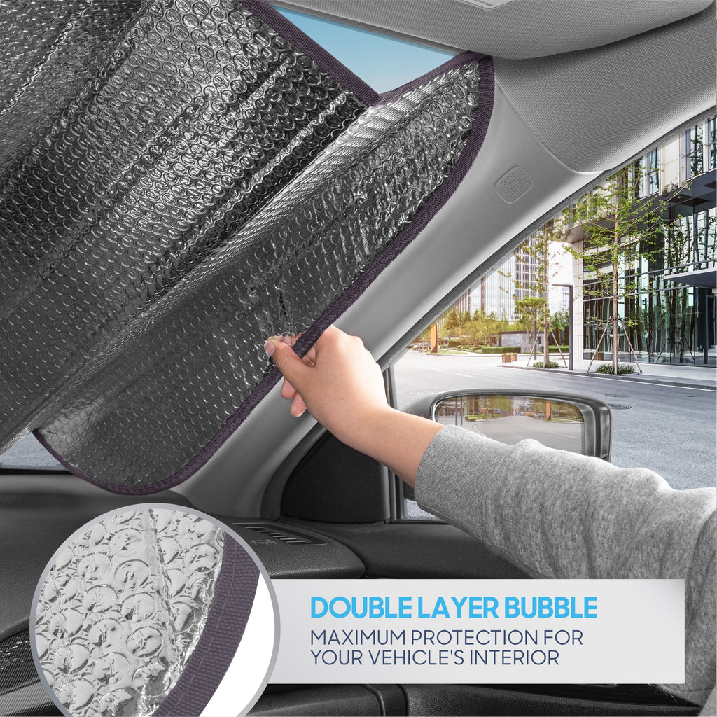 BDK Adventure Awaits Front Windshield Sunshade with Velcro Closure Strap (58" x 27")