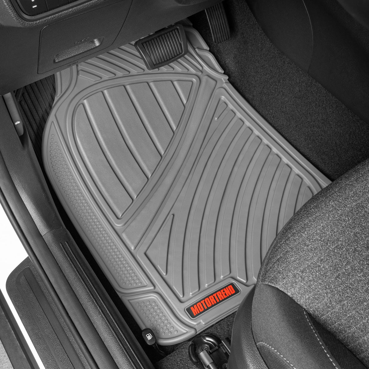 MotorTrend 3-Piece FlexTough Performance Deep Channel Front Floor Mats and Rear Floor Mat - Heavy Duty, All Weather, Trim to Fit