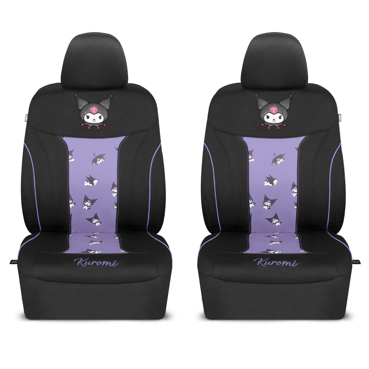 Hello Kitty Kuromi Car Seat Covers - Cute Black and Purple Front Seat Covers with Lavender Accents, Durable and Comfortable Polyester, Car Accessories Hello Kitty Accessories 2pc