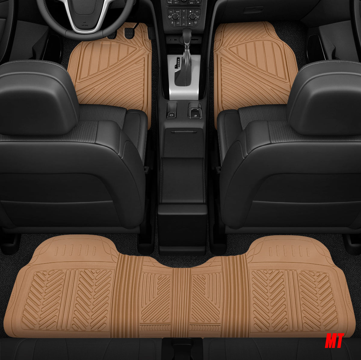 MotorTrend 4-Piece 3-Rows Extra-High Ridgeline Front Floor Mats, Middle Floor Mat, and Rear Floor Mat