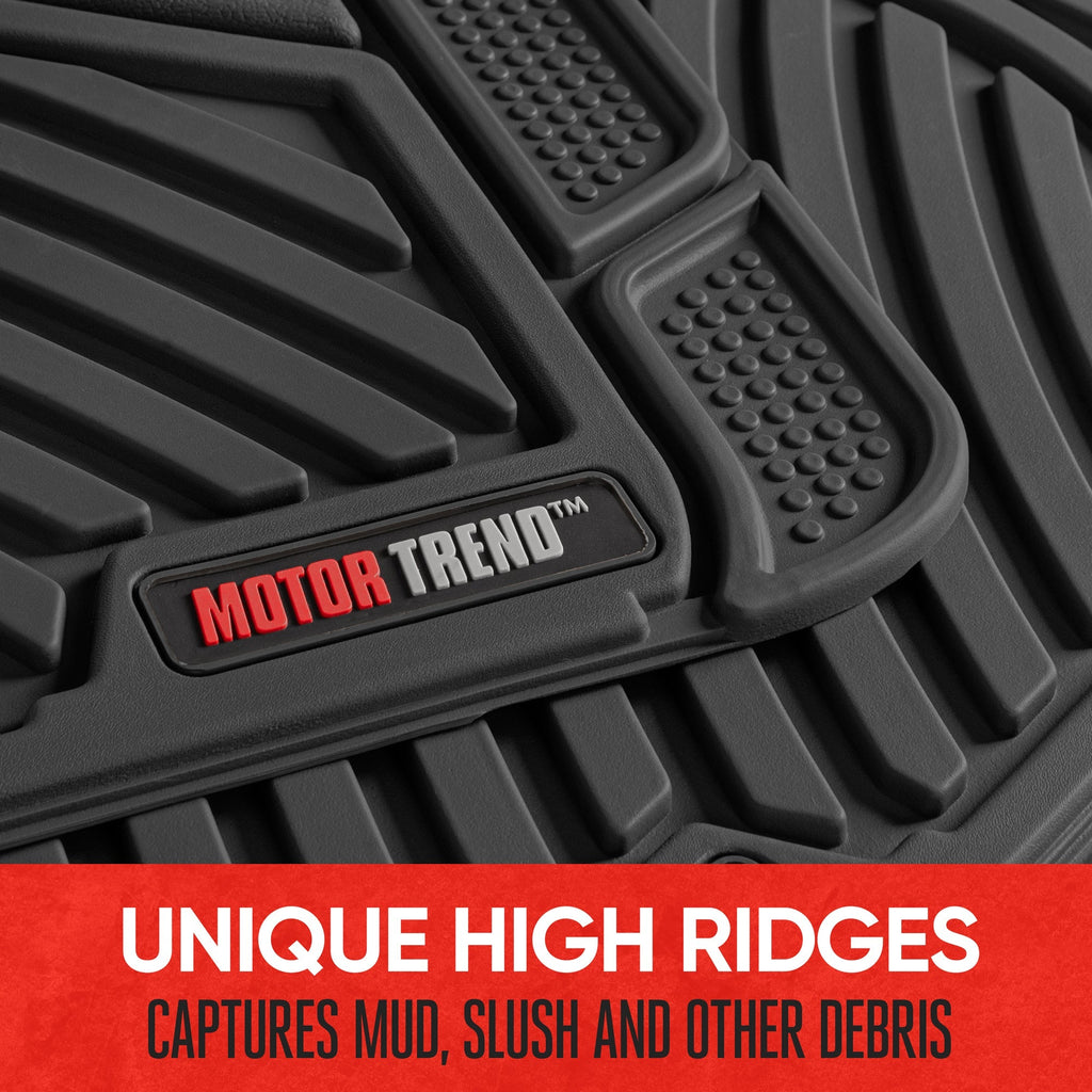 MotorTrend 4-Piece FlexTough Performance Deep Channel Front Floor Mats, Rear Floor Mat, and Trunk/Cargo Mat - Heavy Duty, All Weather, Trim to Fit