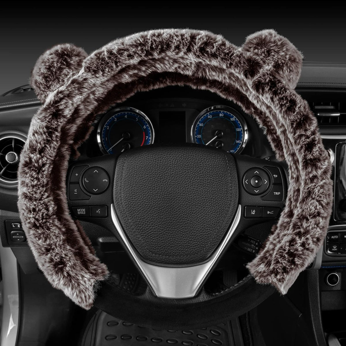 BDK Fur Steering Wheel Cover, Plush Faux Fur Fuzzy Steering Cover for Car Truck Van SUV, Standard Size Fits Wheels 14.5-15 in Diameter (Multiple Colors & Styles)