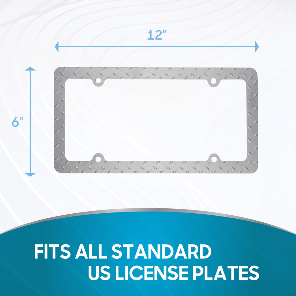 Chrome Plated Rust-Proof Die-Cast Stainless Metal License Plate Frame/Holder Universal Size - Blank Metal Design (Pack of 2)