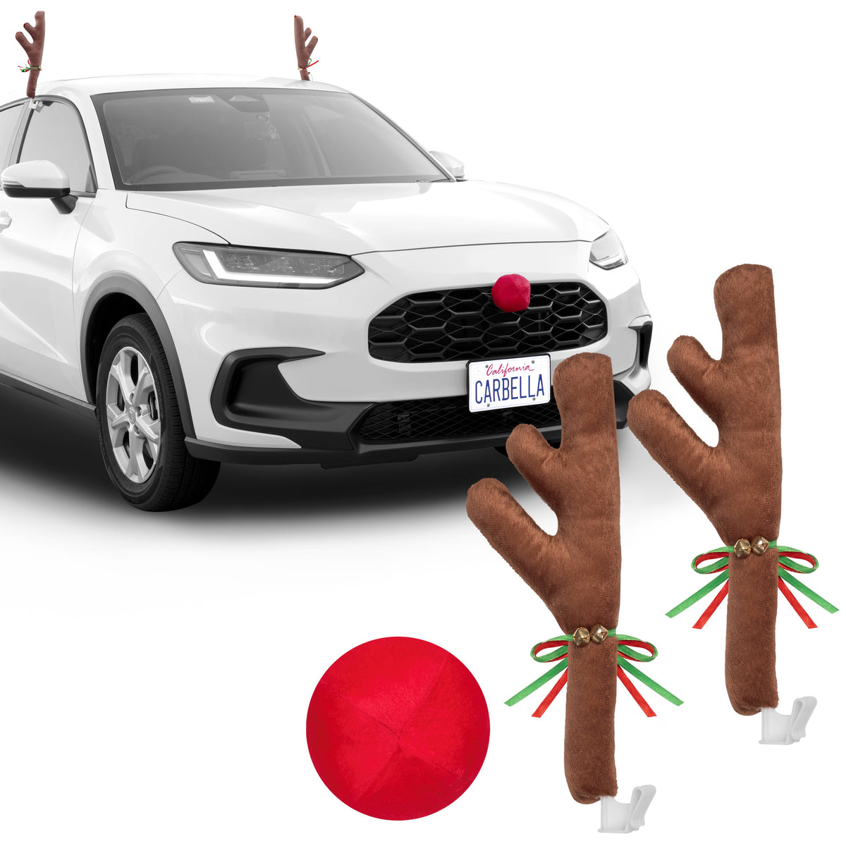 Carbella 3-Piece Holiday Antlers and Red Nose