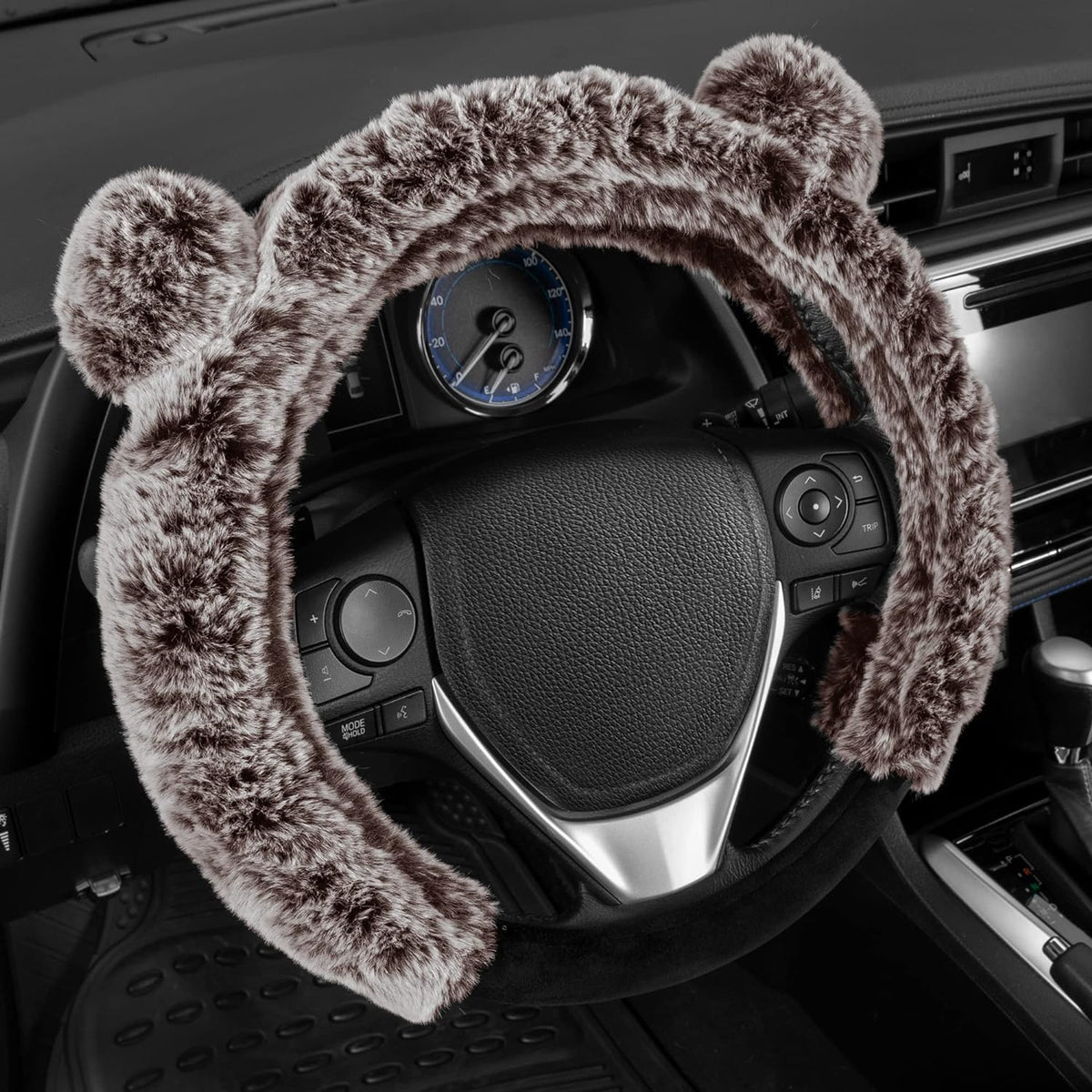 BDK Fur Steering Wheel Cover, Plush Faux Fur Fuzzy Steering Cover for Car Truck Van SUV, Standard Size Fits Wheels 14.5-15 in Diameter (Multiple Colors & Styles)