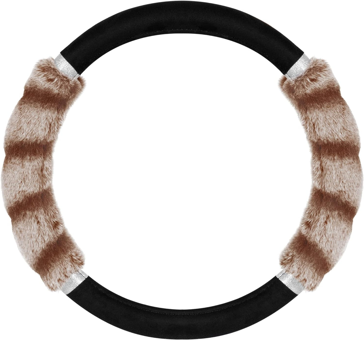 BDK Fur Steering Wheel Cover, Plush Faux Fur Fuzzy Steering Cover for Car Truck Van SUV, Standard Size Fits Wheels 14.5-15 in Diameter (Multiple Colors & Styles)