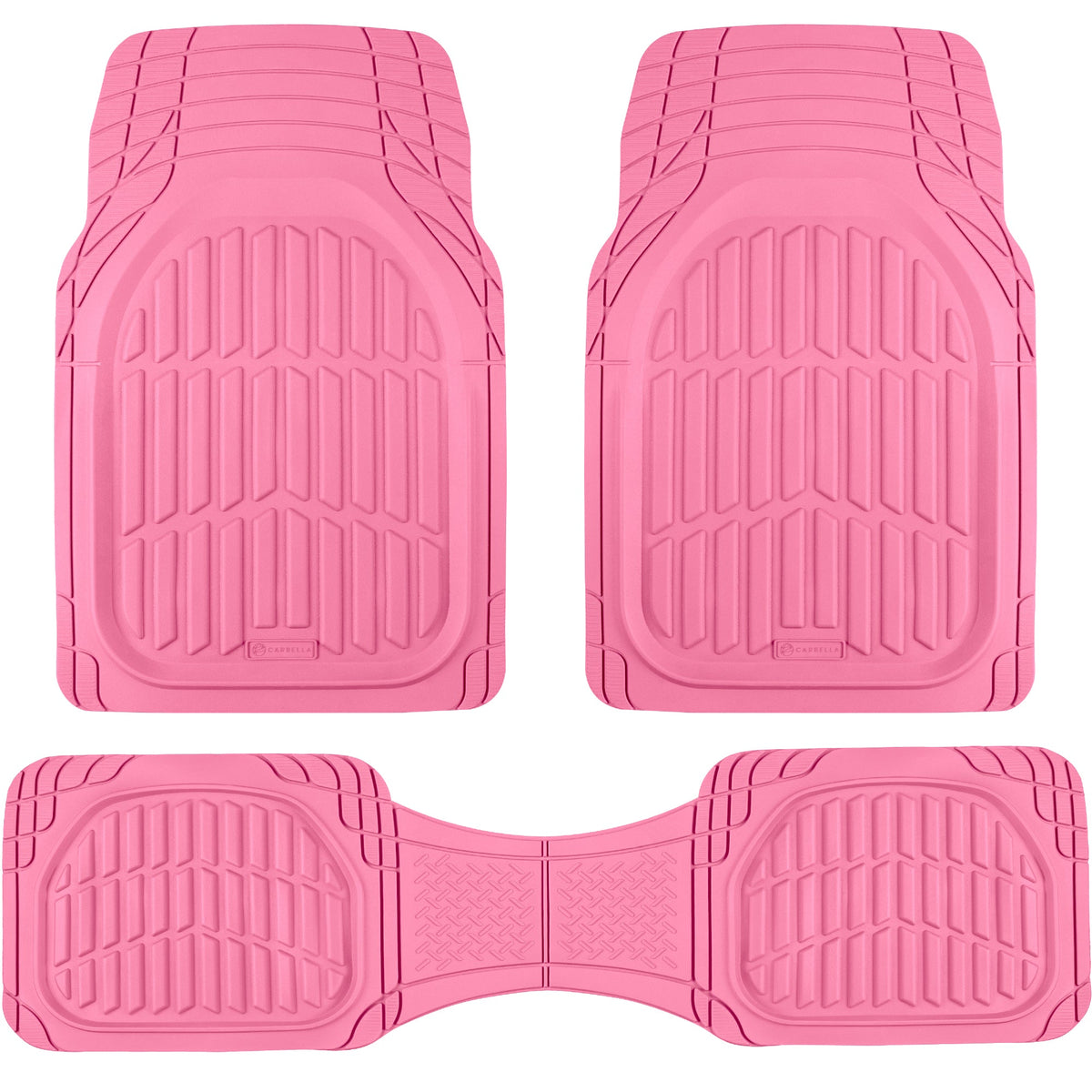 Carbella 3-Piece FlexTough Deep Dish Rubber Front Floor Mats and Rear Floor Mats - Heavy Duty, All Weather, Trim to Fit