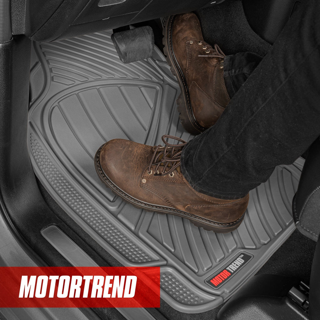 MotorTrend 3-Piece FlexTough Performance Deep Channel Front Floor Mats and Rear Floor Mat - Heavy Duty, All Weather, Trim to Fit