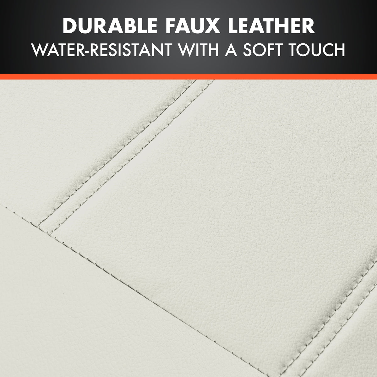 BDK 9-Piece White Leather Car Seat Cover Full Set, Front Seat Cover and Rear Bench Seat Cover, Universal Fit Car Seat Covers for Cars Trucks SUVs Vans, Complete Full Coverage Protection For Vehicles