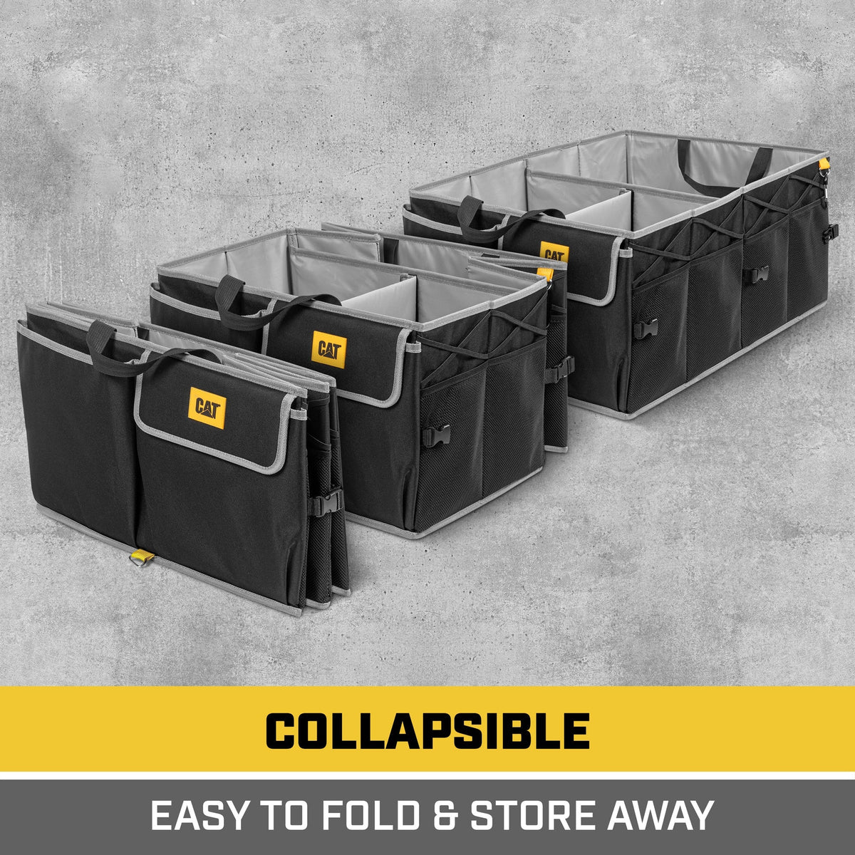 CAT FlexTrunk Trunk/Cargo Organizer and Storage, Collapsible & Adjustable Multi-Compartments (17" x 23" x 11")