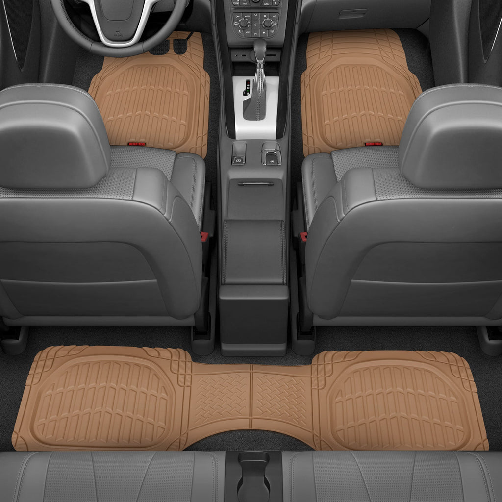 MotorTrend 3-Piece FlexTough Deep Dish Front Floor Mats and Rear Floor Mat - Heavy Duty, All Weather, Trim to Fit