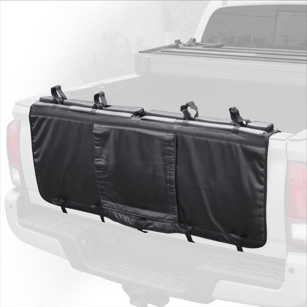 Truck Tailgate Pad for Mountain Bikes Surf Kayak Outdoor Tailgate Protector - Durable 1" Foam Cover with Carbon Fiber Design, Shock Resistant with Handle and Backup Camera Window (48 inch x 18 inch)