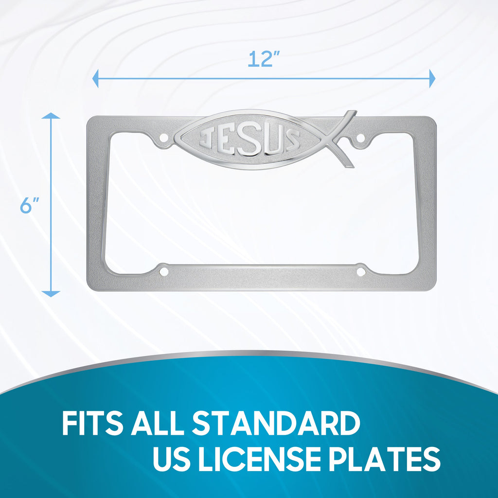 BDK Die-Cast Stainless Metal License Plate Frame/Holder Universal Size - Blank Metal Design (Pack of 2)