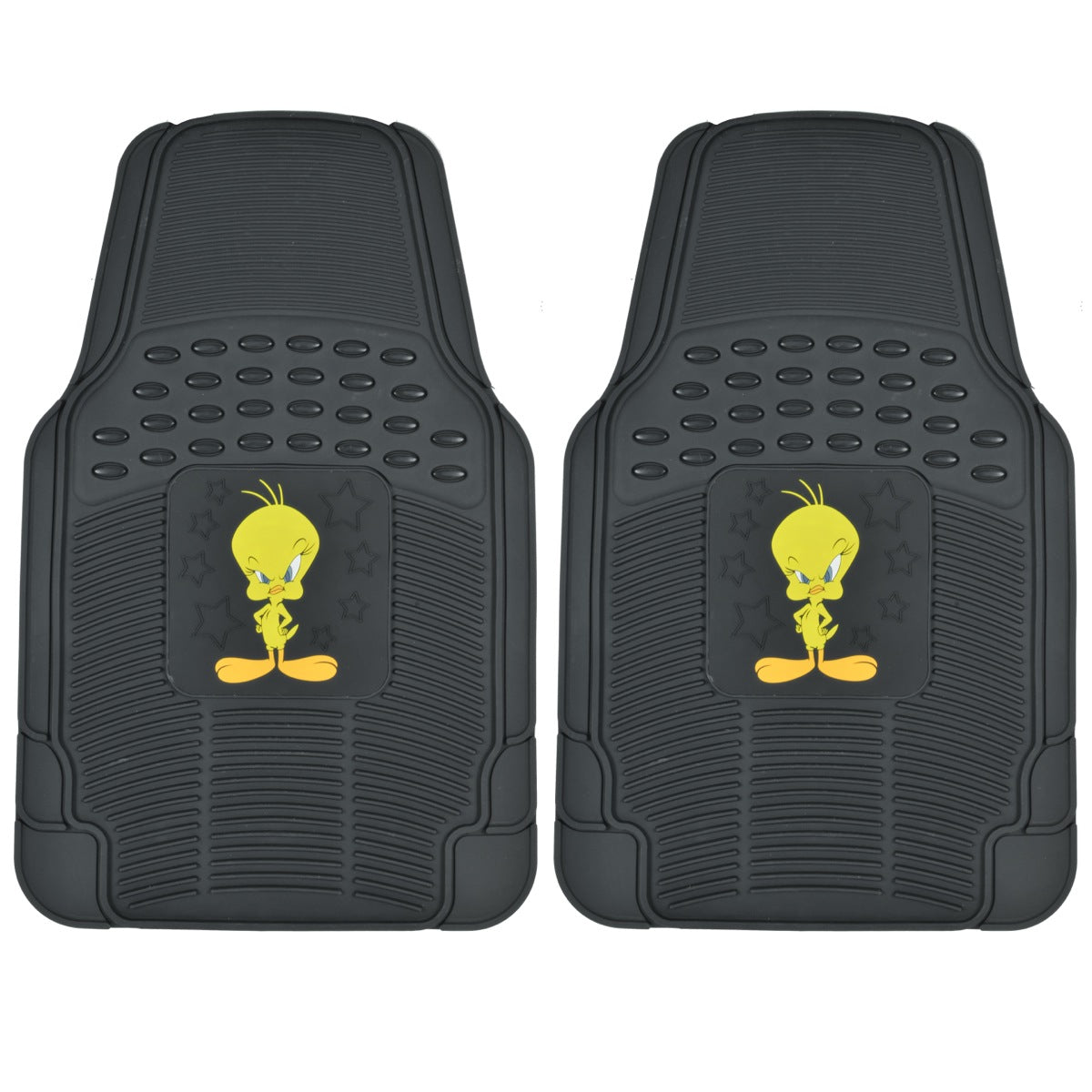 Warner Bros DC Comics 2-Piece 3D Super Hero Logo Front Floor Mats - Heavy Duty, All Weather, Trim to Fit - Tweety Bird