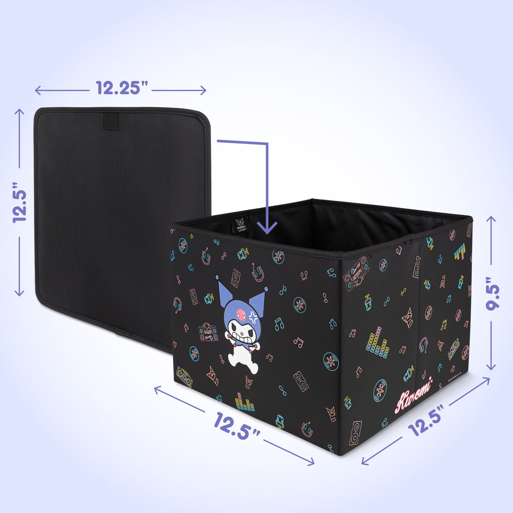 Sanrio Kuromi Car Trunk Organizer and Storage Bin - Collapsible Simple Compartment Convenient Heavy Duty, Fold Up for Easy Storage Box, Automotive Seat Cargo for Groceries Tools - 12.5L x 12.5W x 9H
