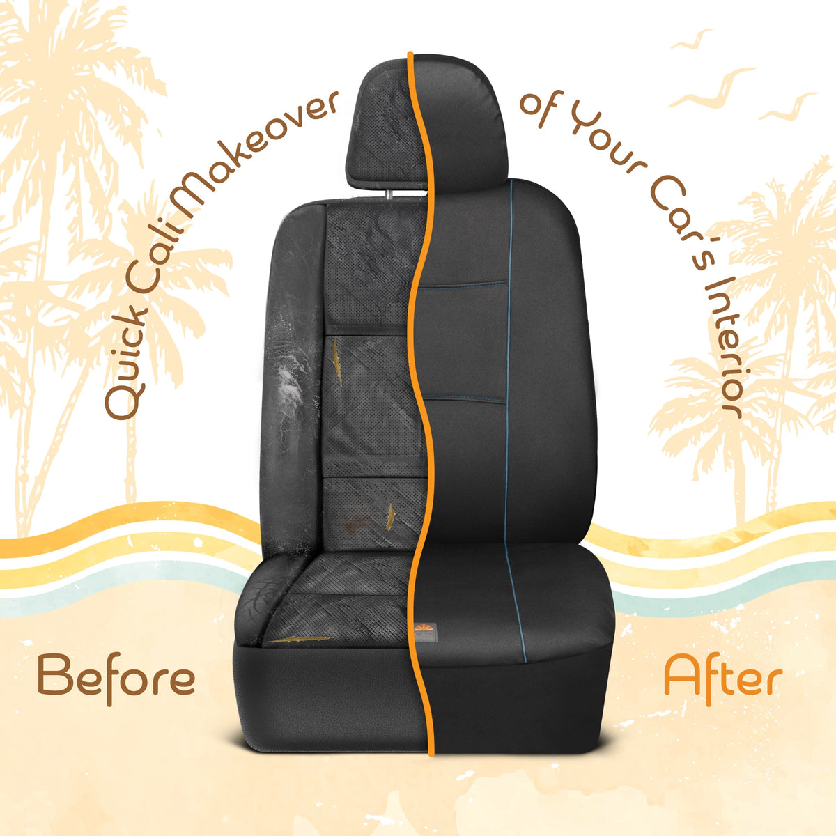 C&C Napa Leatherette 2 Front Seat Covers - Faux Leather Car Seat Protectors for Cars & Trucks - UV-Resistant, Easy to Clean, Universal Fit - Stylish Coastal Design for Summer Car Interior Upgrade