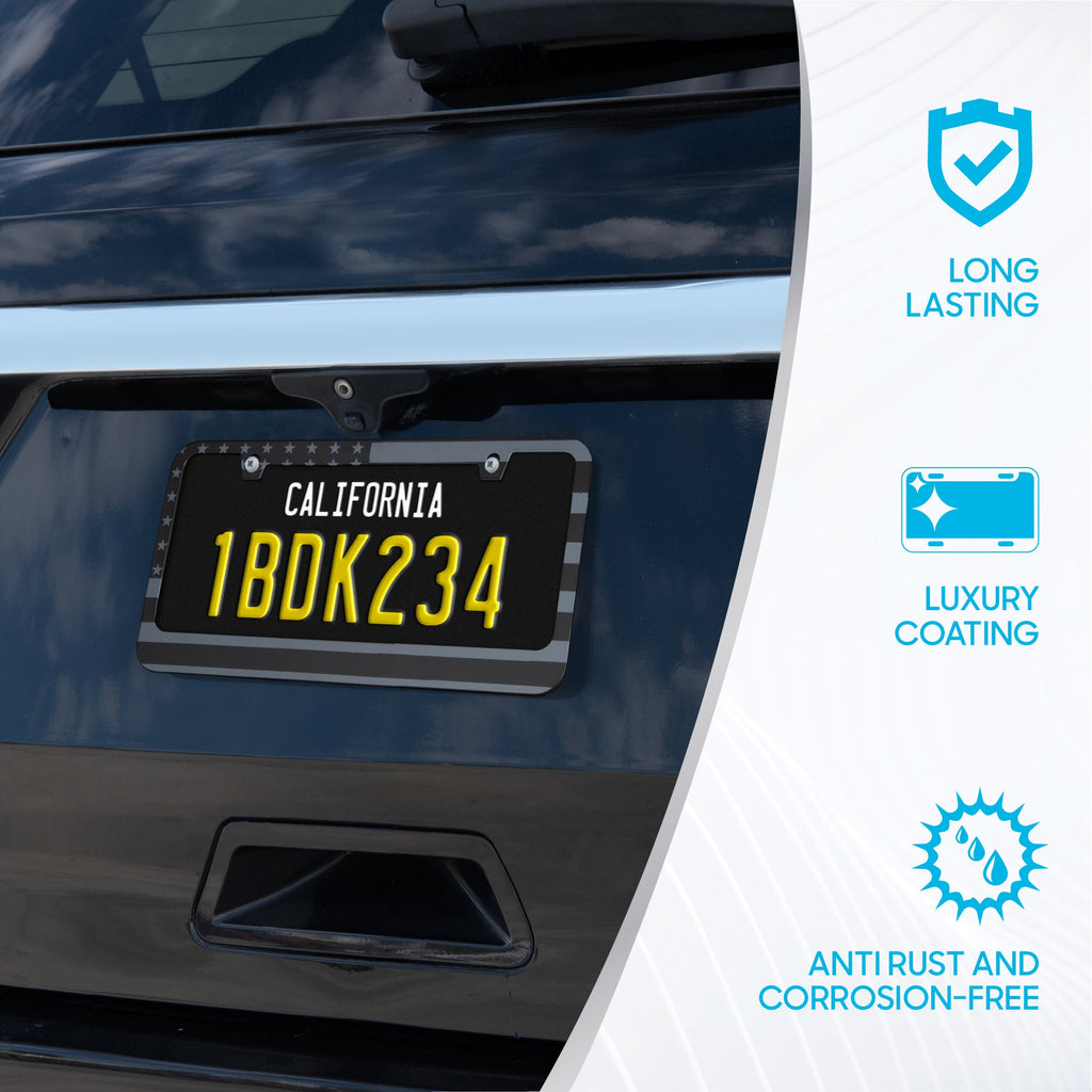 BDK Heavy Duty Rust-Proof Stainless-Steel Metal Plated License Plate Frame Universal Size for Car Truck SUV