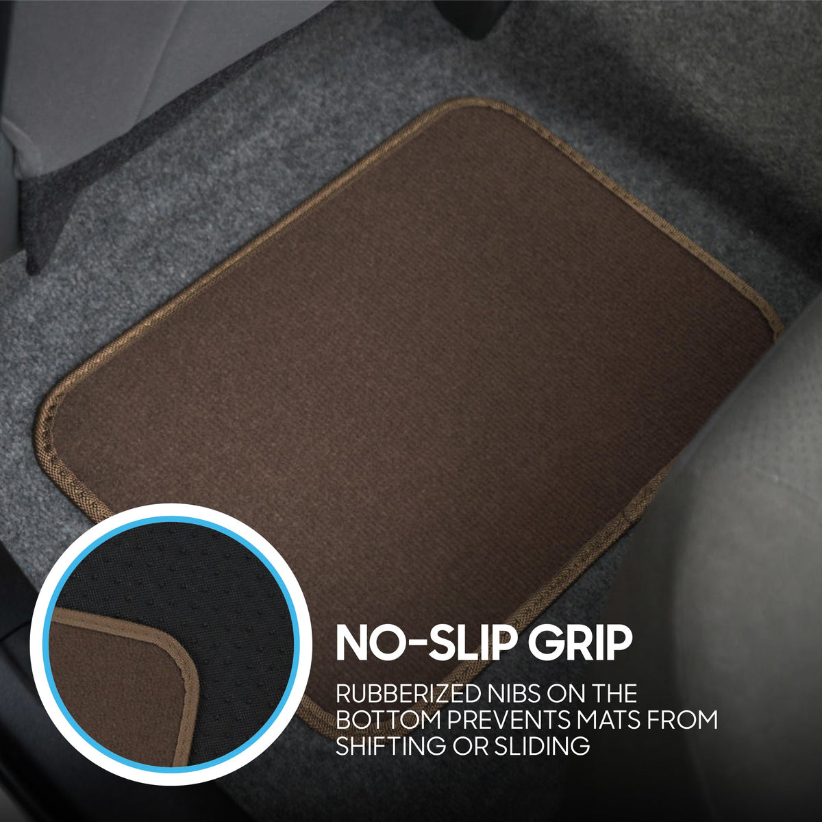 BDK 4-Piece Premium Carpet Non-Slip Heel Pad Front Floor Mats and Rear Floor Mats