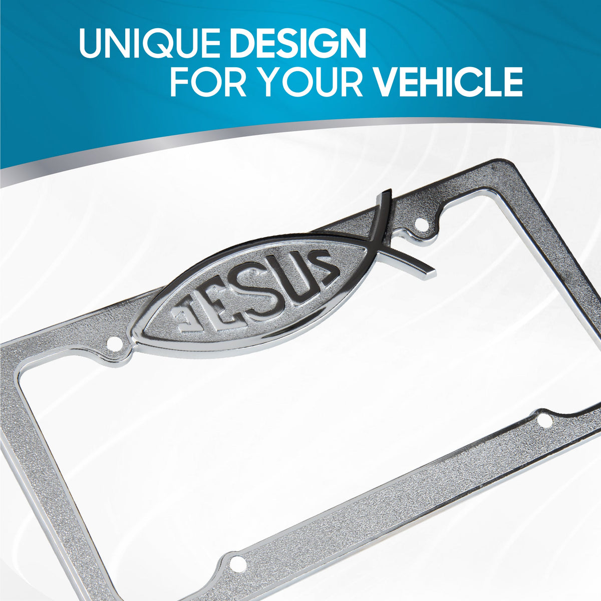 BDK Die-Cast Stainless Metal License Plate Frame/Holder Universal Size - Blank Metal Design (Pack of 2)