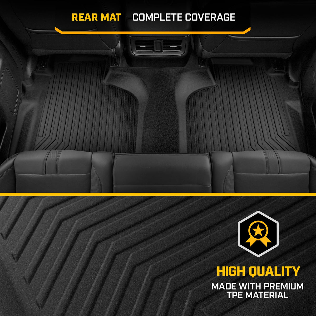 CAT® JustFit™ 3D Custom Fit Bench Floor Mat for 2019-2026 Chevrolet Silverado 1500/GMC Sierra 1500 & 2020-2026 Chevy Silverado/GMC Sierra 2500HD/3500HD Crew Cab Rear Floor Liner Laser Measured