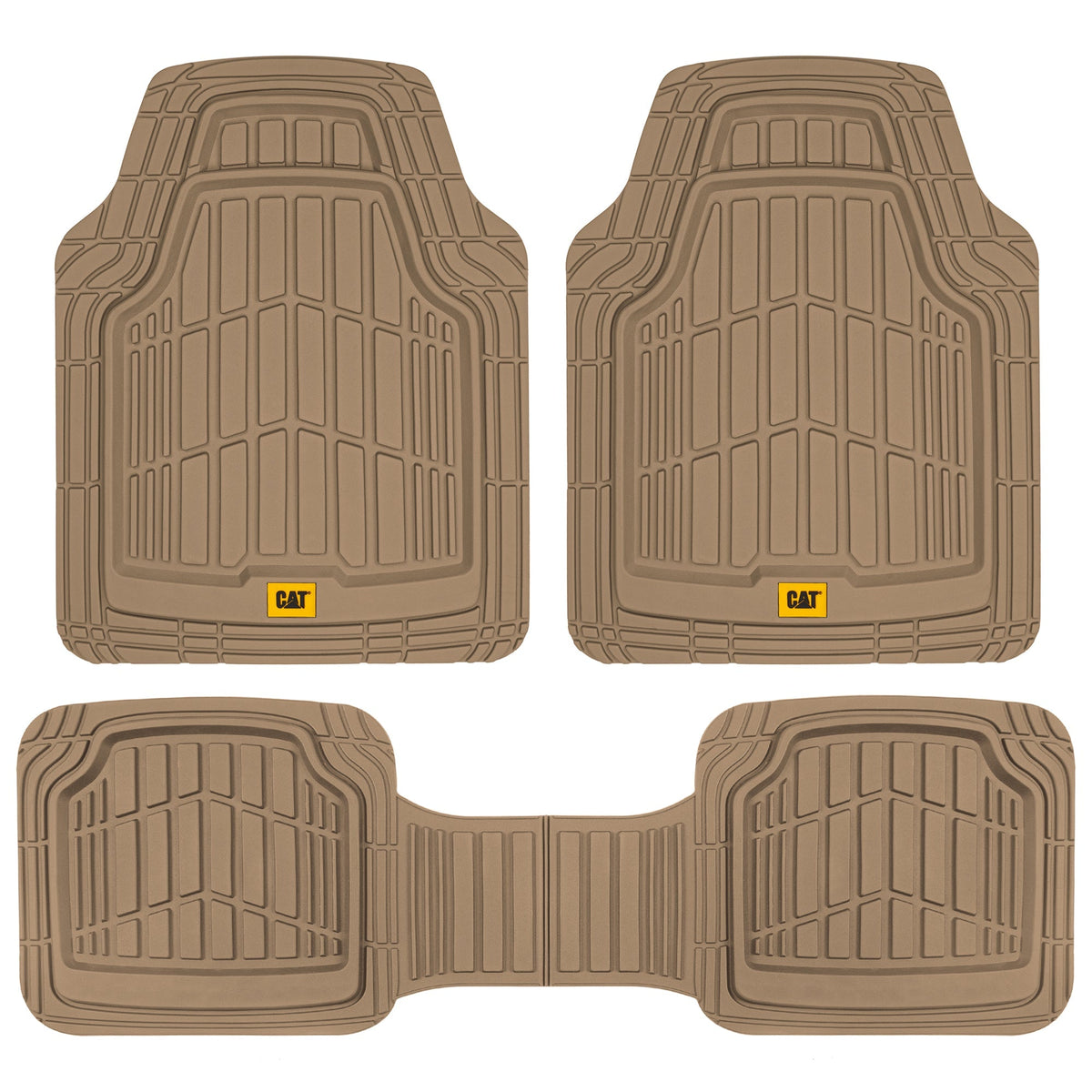 CAT 3-Piece ToughRide Rubber Front Floor Mats and Rear Floor Mats - Heavy Duty, All Weather, Trim to Fit