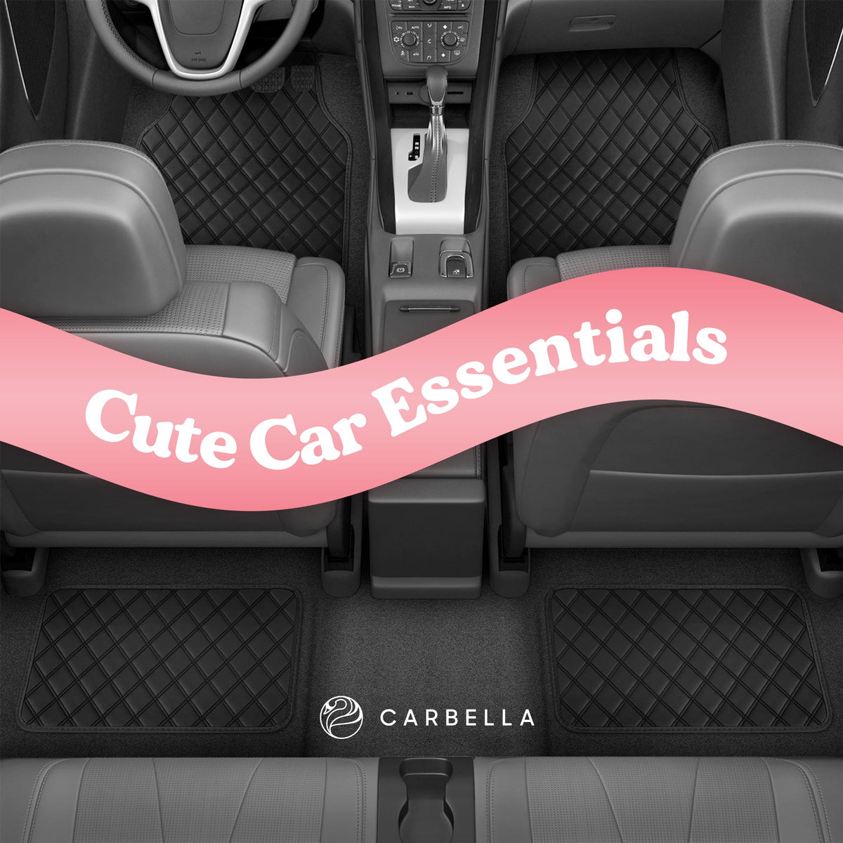Carbella 4-piece DiamondLuxe Front Floor Mats and Rear Floor Mats - Black