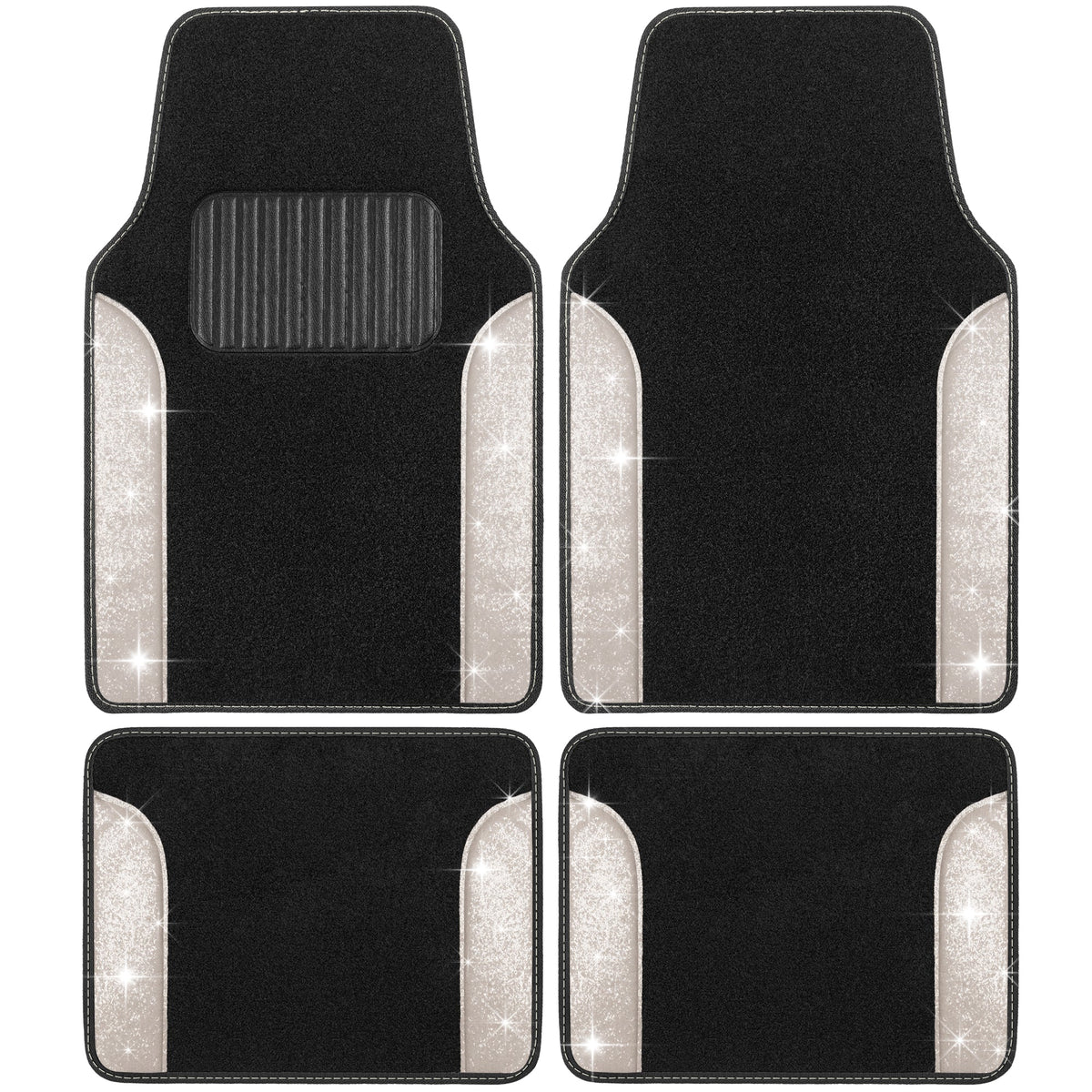 Carbella 4-Piece Sparkle Glitter Front Floor Mats and Rear Floor Mats