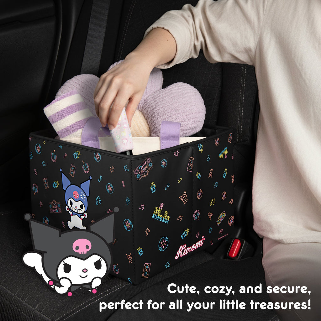 Sanrio Kuromi Car Trunk Organizer and Storage Bin - Collapsible Simple Compartment Convenient Heavy Duty, Fold Up for Easy Storage Box, Automotive Seat Cargo for Groceries Tools - 12.5L x 12.5W x 9H