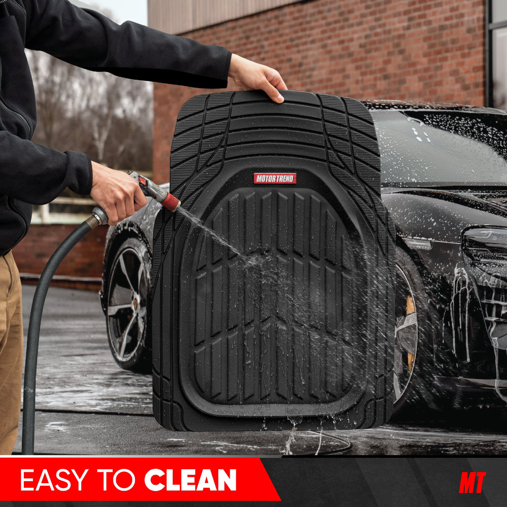 MotorTrend 4-Piece 3-Rows FlexTough Deep Dish Front Floor Mats, Middle Floor Mats, and Rear Floor Mat
