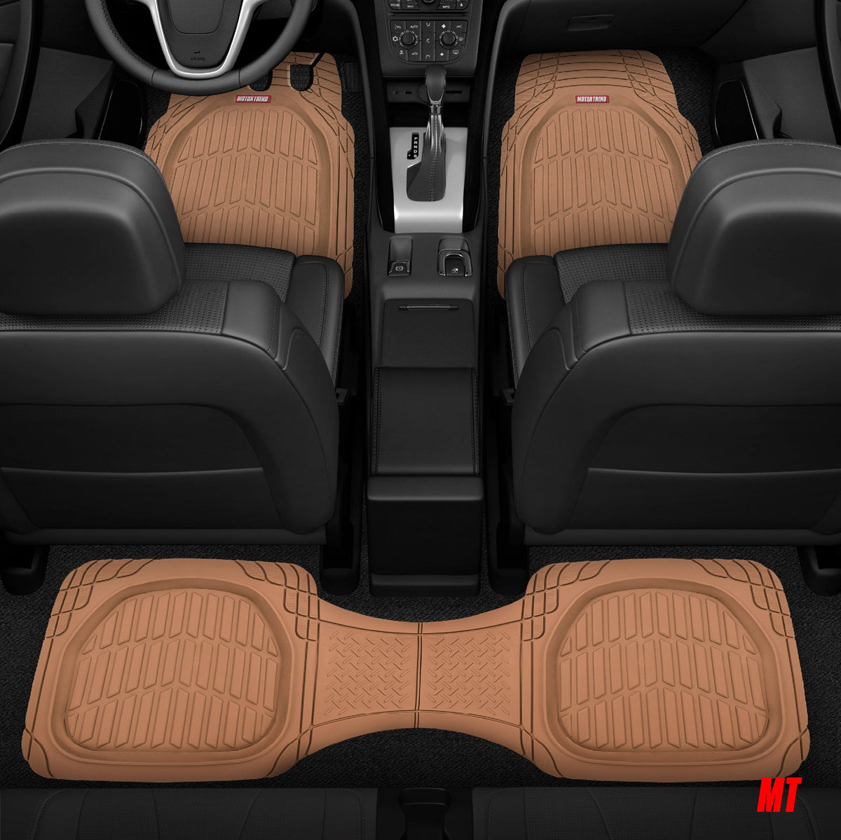 MotorTrend 4-Piece FlexTough Deep Dish Front Floor Mats, Rear Floor Mat, and Trunk/Cargo Mat - Heavy Duty, All Weather, Trim to Fit