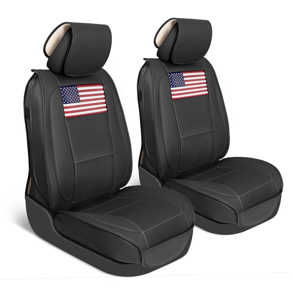 MotorBox American Flag Seat Covers for Trucks, Cars, & SUV - Napa Leather US Car Seat Covers American Flag Truck Accessories - Car Seat Cover Patriotic American Flag Car Accessories Car Seat Protector