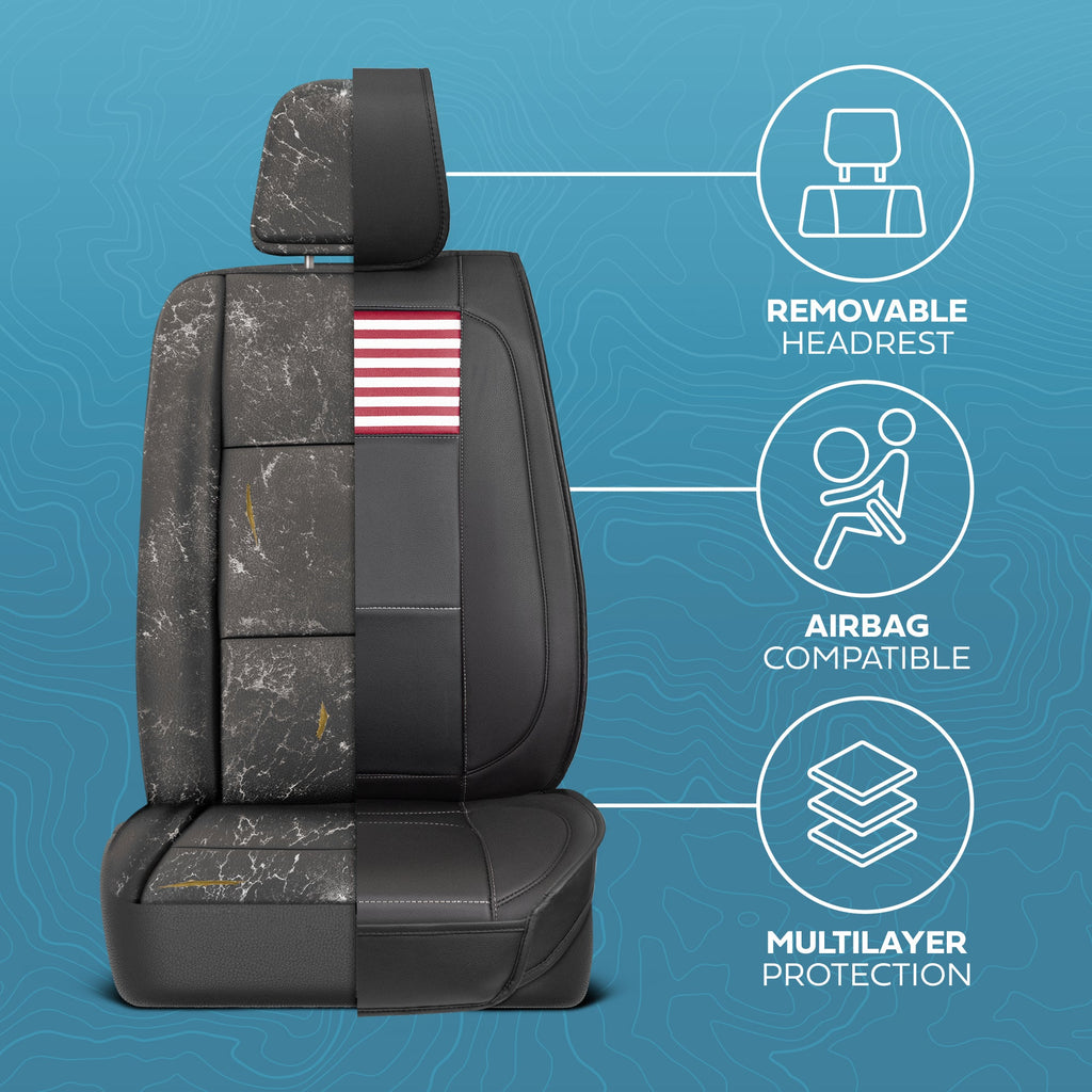 MotorBox American Flag Seat Covers for Trucks, Cars, & SUV - Napa Leather US Car Seat Covers American Flag Truck Accessories - Car Seat Cover Patriotic American Flag Car Accessories Car Seat Protector