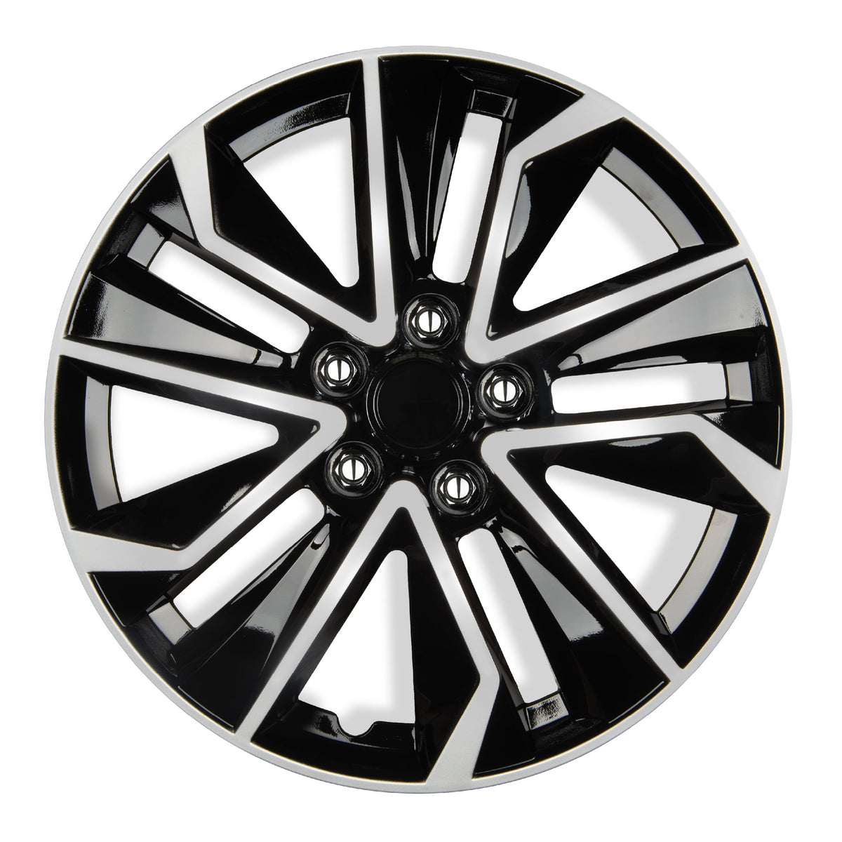 BDK 16 Inch Hubcaps Set of 4 – OEM Replacement Snap-On Wheel Rim Covers - Universal Fit Car Wheel Cover for Cars, Trucks, SUV, Vans Durable ABS Black & Silver 10-Spoke Hub-Cap Car Accessories Exterior